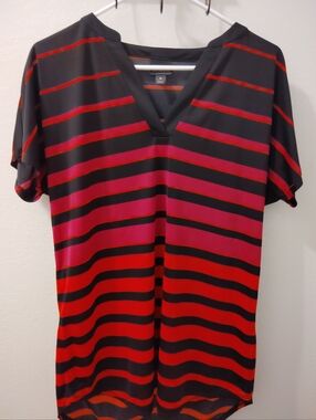 Worthington Black Top with Red and Pink Stripes